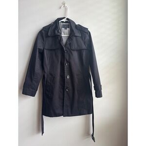 Banana Republic Black Trench Coat Women Size PS